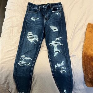 American Eagle Outfitters Ripped Dark Blue Skinny Jeans